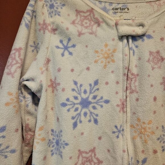 CARTERS White Snowflake Print One Piece Fleece Blanket Sleeper Pajamas Girls 4T - Picture 4 of 4